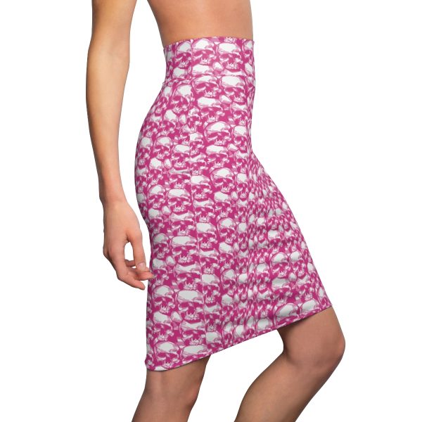 Pencil Skirt with pink skulls pattern - Image 2