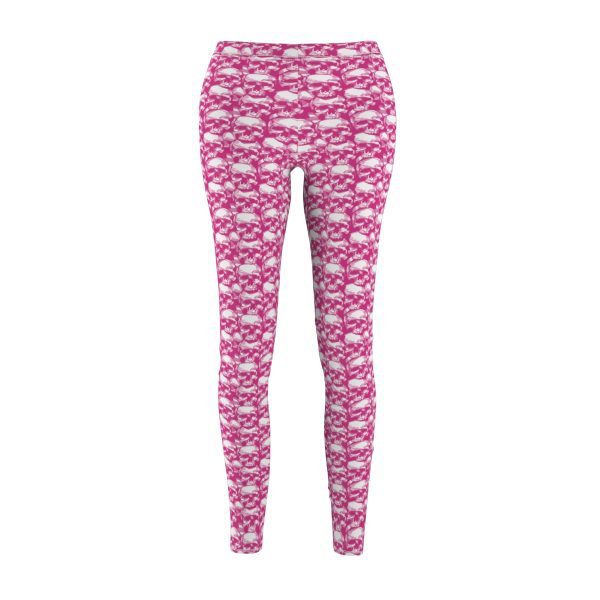 Punkrock women's Casual Leggings with pink skulls pattern - Image 2
