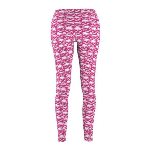 Punkrock women's Casual Leggings with pink skulls pattern - Image 3