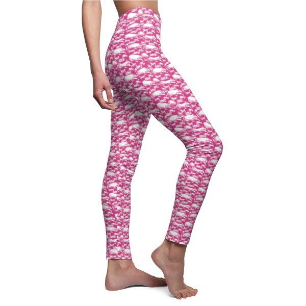 Punkrock women's Casual Leggings with pink skulls pattern