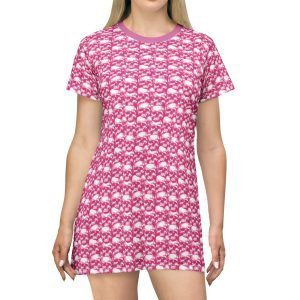 Alternative T-Shirt Dress with pink skulls pattern