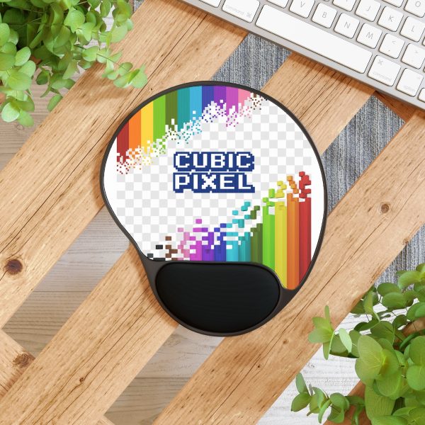 Stylish pixel and voxel art themed Mouse Pad With Wrist Rest - Image 4