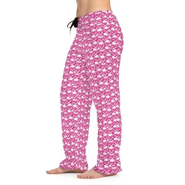 Women's Pajama Pants with romantic pink skulls - Image 2