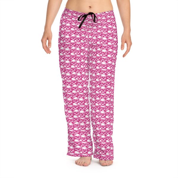 Women's Pajama Pants with romantic pink skulls