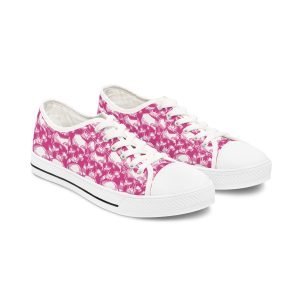 Low Top Sneakers for romantic punk with pink skulls fabric