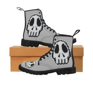Pixel Skull Low Heel Boots