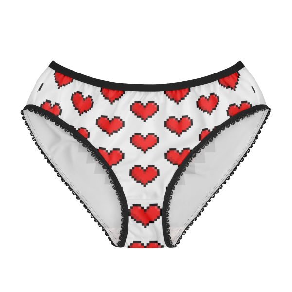 Pixel Red Hearts Panties with Black Lace Border - Image 2
