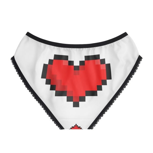 Pixel Red Hearts Panties with Black Lace Border - Image 3