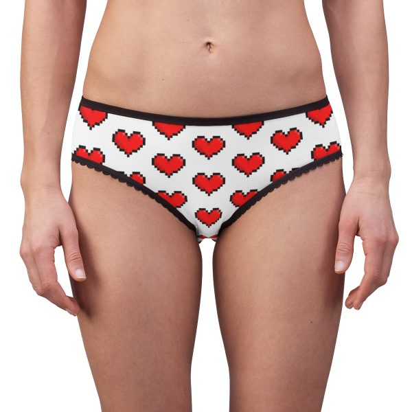 Pixel Red Hearts Panties with Black Lace Border - Image 4