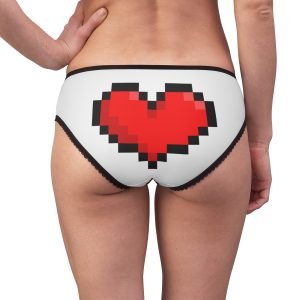 Pixel Red Hearts Panties with Black Lace Border