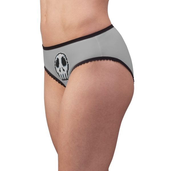 Funny Pixel Skull Panties with Black Lace Borders