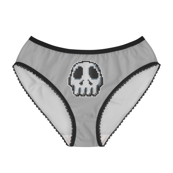 Funny Pixel Skull Panties with Black Lace Borders - Image 2