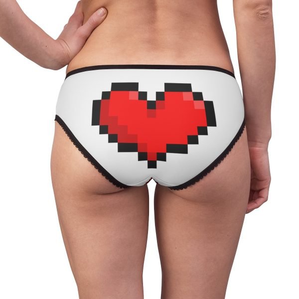 Pixel Red Hearts Panties with Black Lace Border
