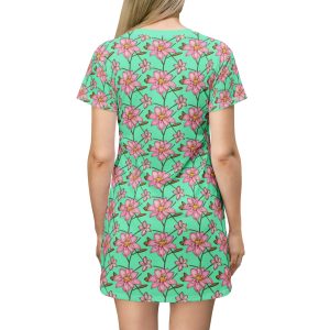 Art Nouveau Inspired Pink Lily Mini Dress