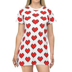 Pixel Heart Pattern Mini Dress