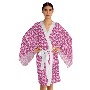 Pink Skull Pattern Kimono for goth romantic style