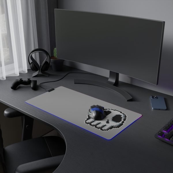 RGB-Lit Mouse Mat with Funny Big Pixel Art Skull - Image 7