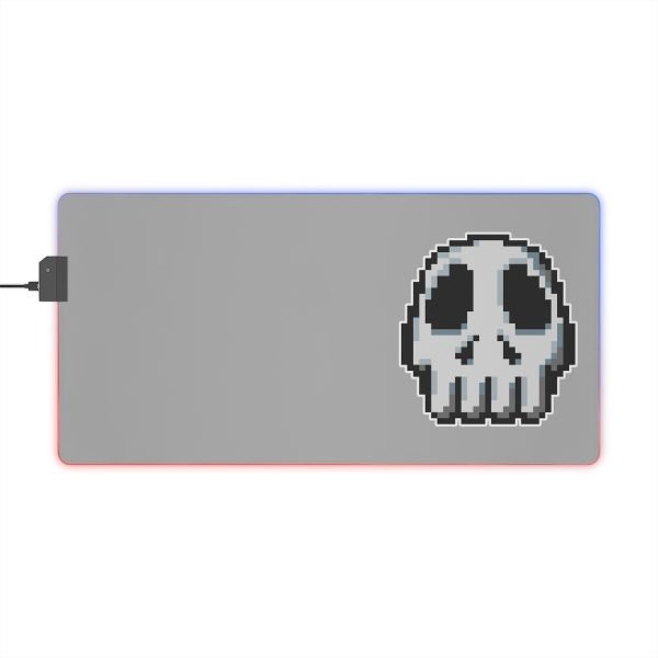 RGB-Lit Mouse Mat with Funny Big Pixel Art Skull - Image 2