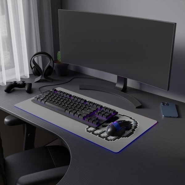 RGB-Lit Mouse Mat with Funny Big Pixel Art Skull - Image 13