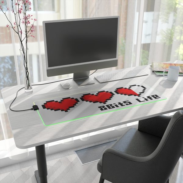 RGB-Lit Mouse Mat with Pixel Art Video Game Life Bar