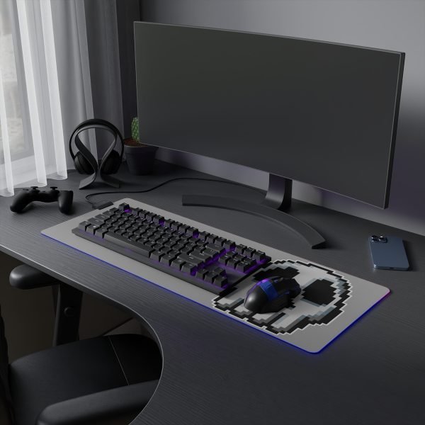 RGB-Lit Mouse Mat with Funny Big Pixel Art Skull - Image 20