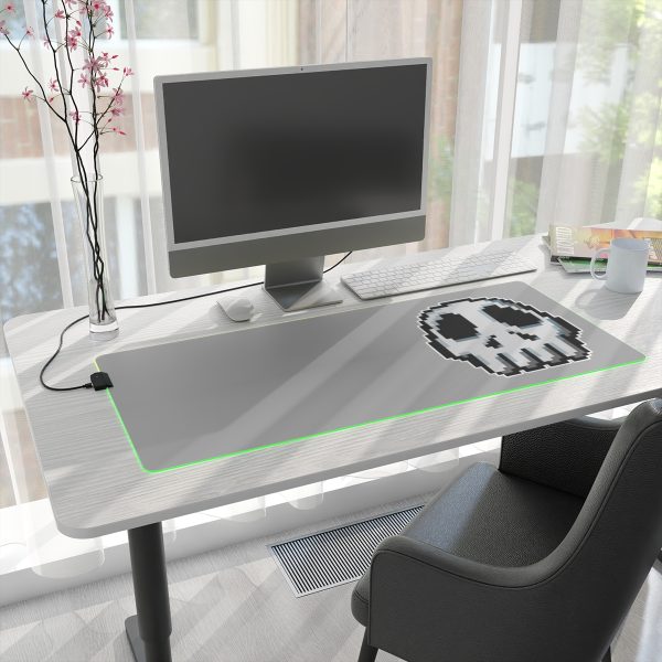 RGB-Lit Mouse Mat with Funny Big Pixel Art Skull - Image 28