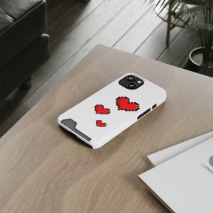 Pixel Hearts Phone Case with card holder