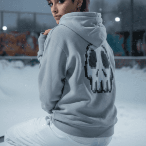 Unisex Pixel Art Funny Skull Hoodie