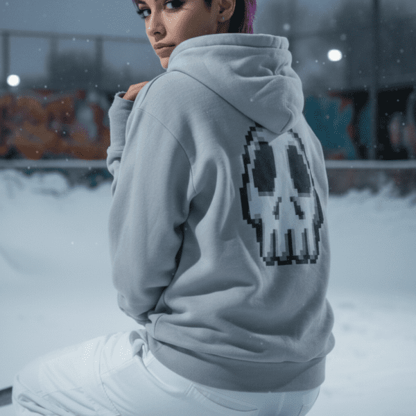 Unisex Pixel Art Funny Skull Hoodie