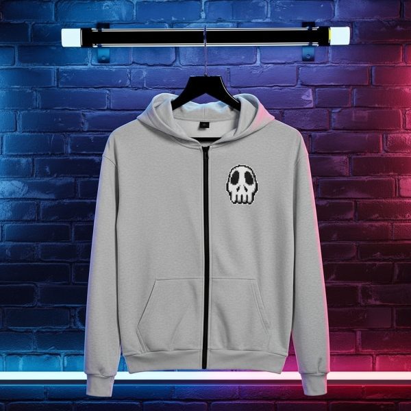 Unisex Pixel Art Funny Skull Hoodie - Image 4