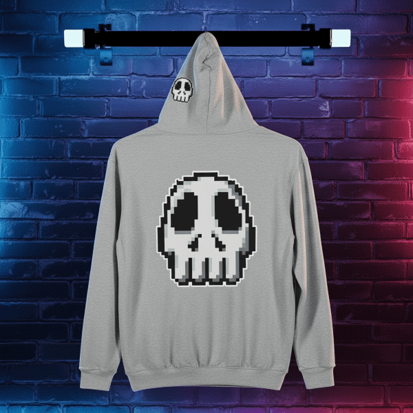 Unisex Pixel Art Funny Skull Hoodie - Image 5