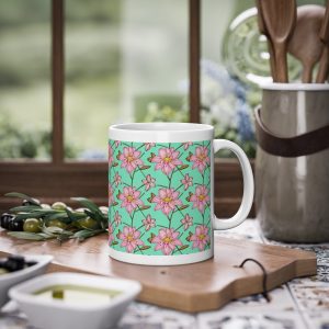 Art Nouveau Pink Lilies Ceramic Mug