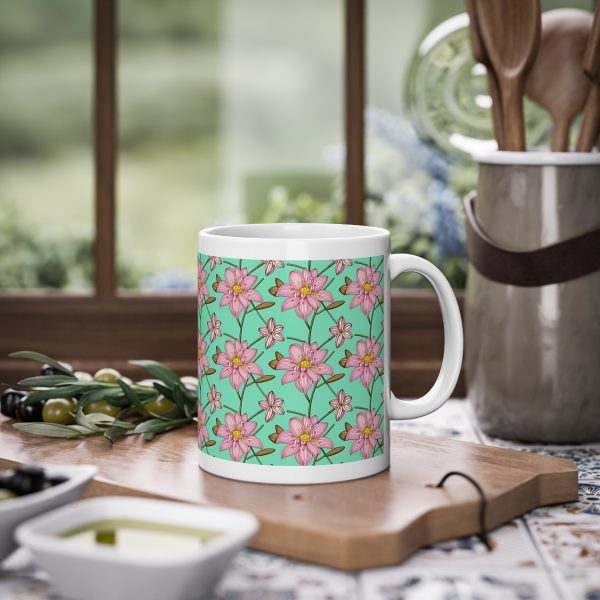 Art Nouveau Pink Lilies Ceramic Mug