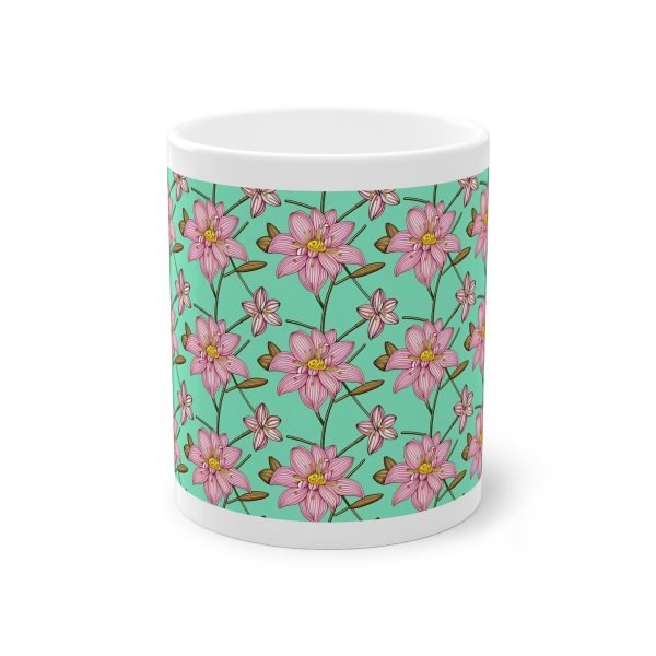 Art Nouveau Pink Lilies Ceramic Mug - Image 2