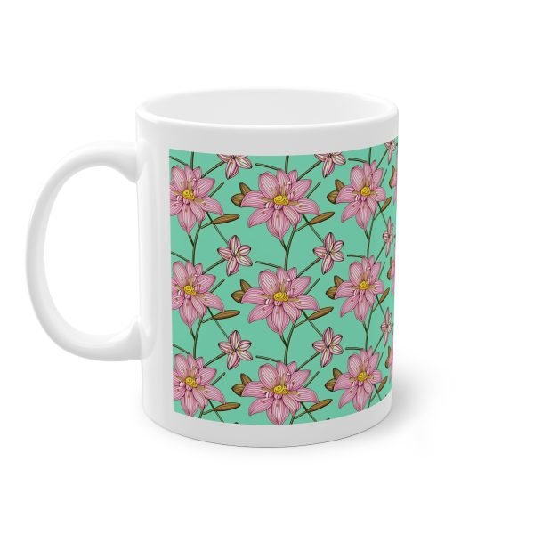 Art Nouveau Pink Lilies Ceramic Mug - Image 3