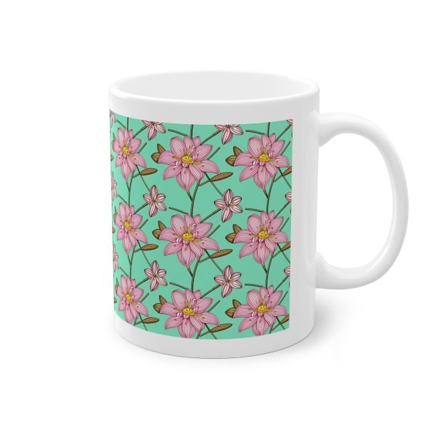 Art Nouveau Pink Lilies Ceramic Mug - Image 4