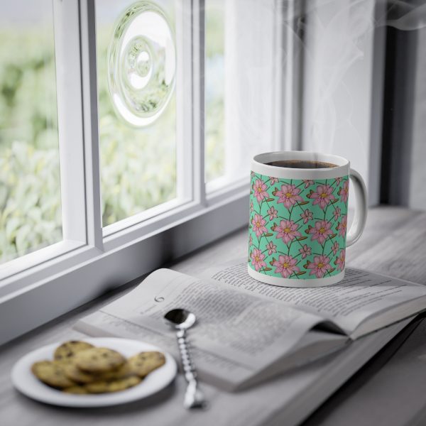 Art Nouveau Pink Lilies Ceramic Mug - Image 6