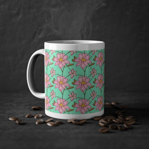 Art Nouveau Pink Lilies Ceramic Mug - Image 7