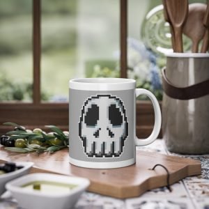 Funny Pixel Skull Ceramic Mug