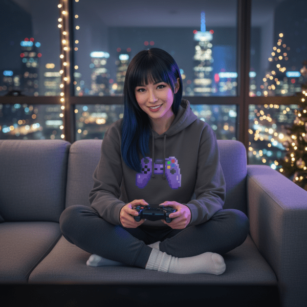 Purple Joypad Pixel Art Hoodie - Image 2