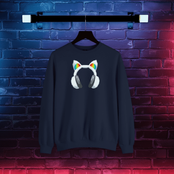 Gamer Cat Eared Headphones Pixel Art Sweater - Image 4
